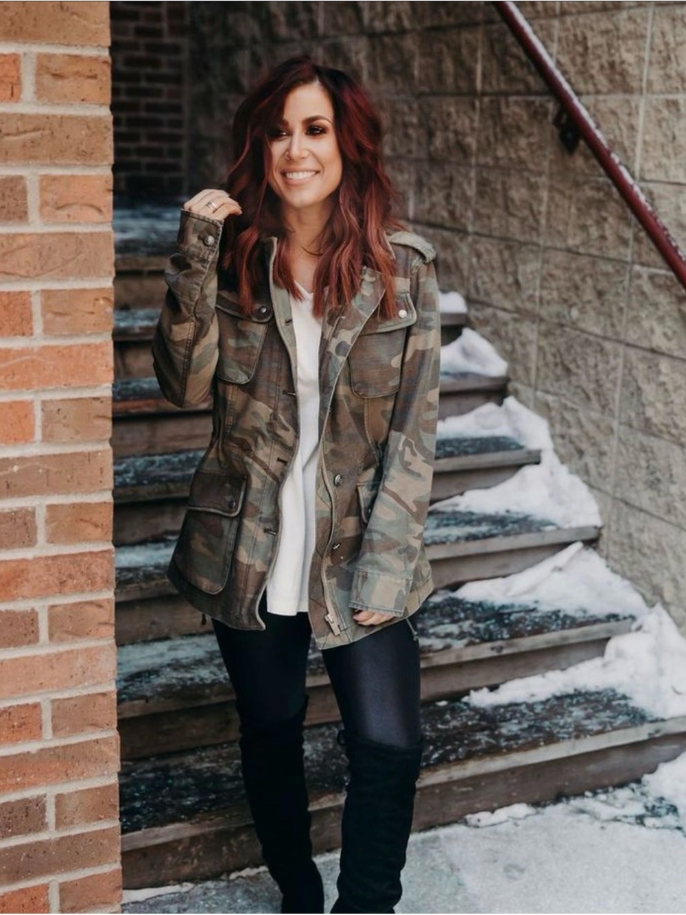 Chelsea Deboer by Lily & Lottie Women's Camouflage Utility Jacket - Olive Green